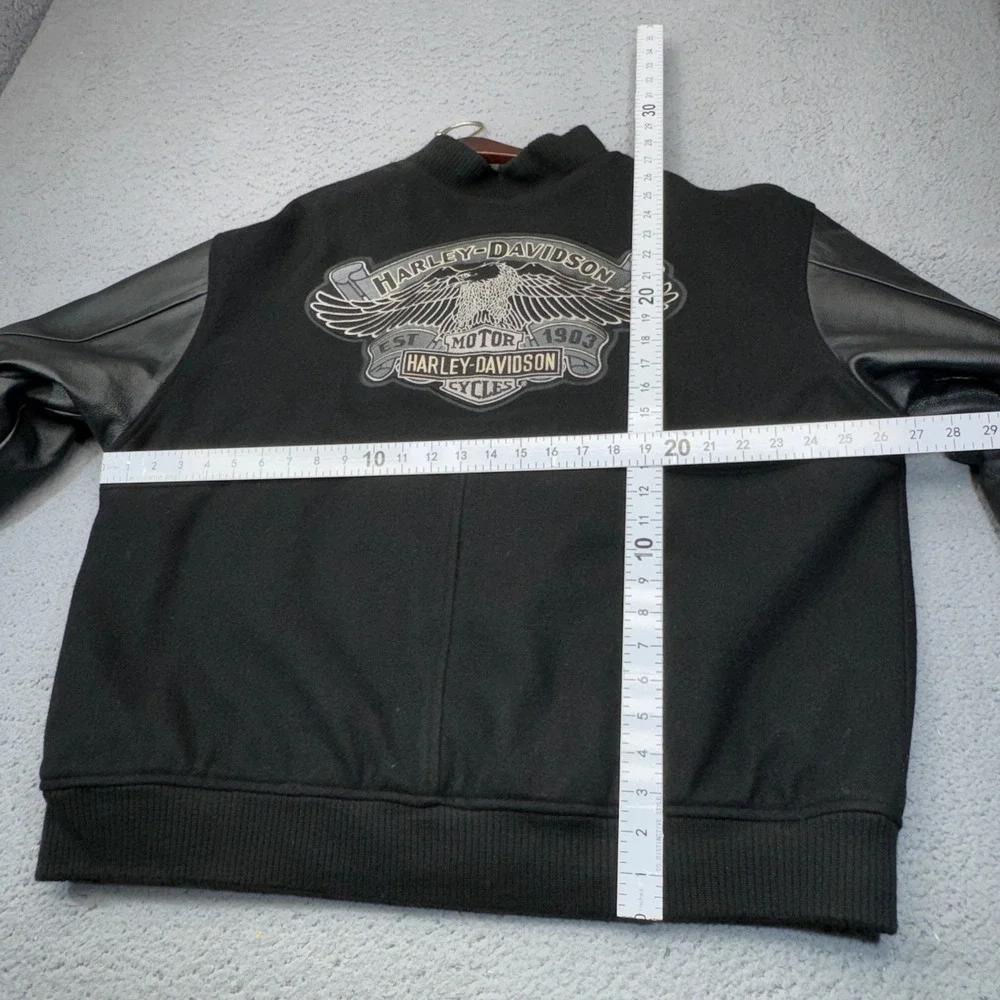 Vintage Harley Davidson Jacket Mens Large Wool Leather Sleeve Bomber Varsity 00s